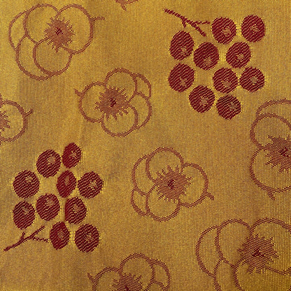 展示品 長尺半巾帯 リバーシブル 紫系の幾何学模様×金茶の花と実 帯 used 